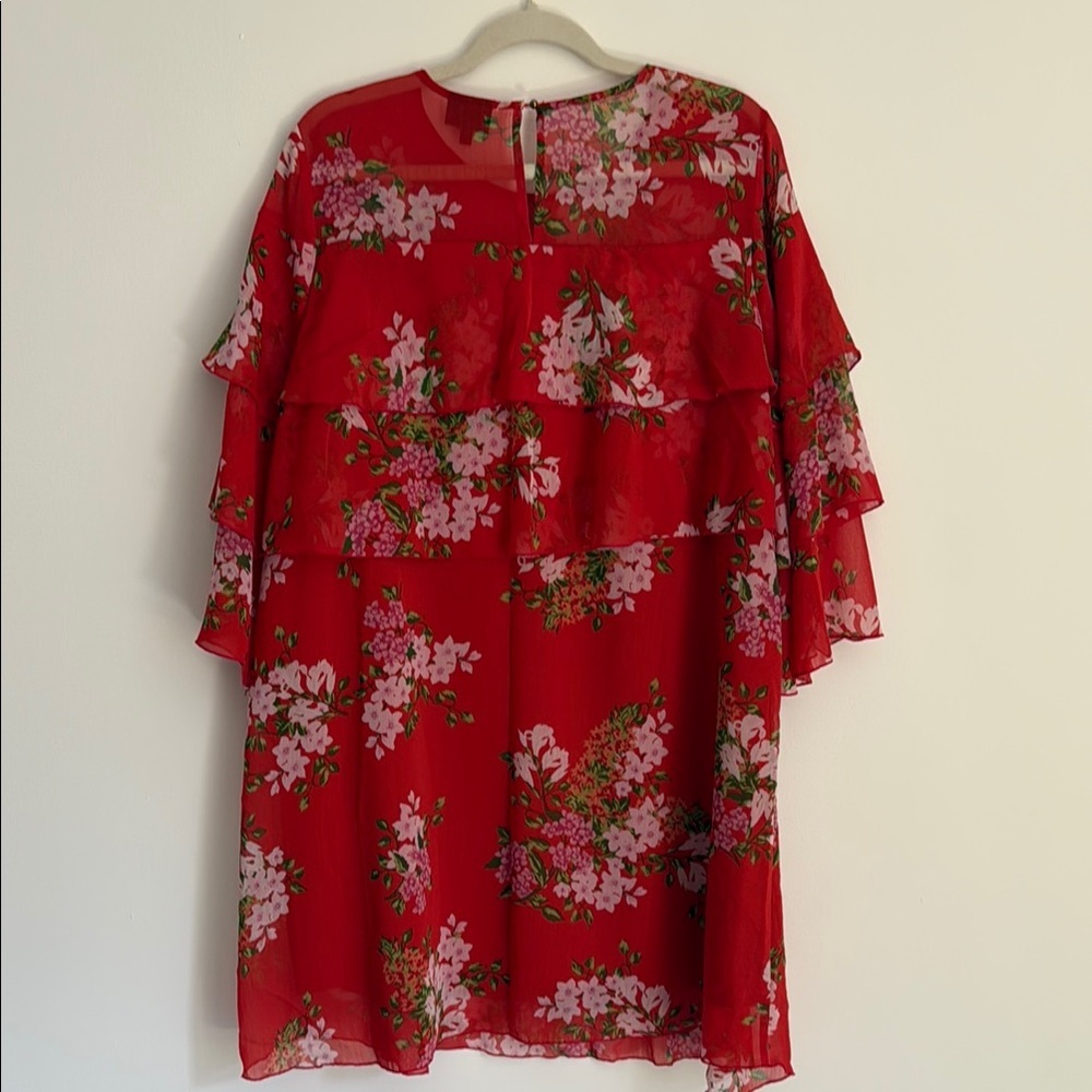 Who What Wear Floral Flounce Dress - Picture 6 of 7